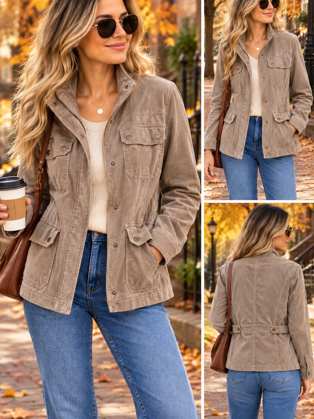KUT from the Kloth Women’s Corduroy Utility Jacket – Taupe